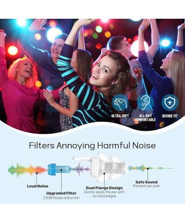 High Fidelity Concert Ear Plugs 2 Pairs for Musicians & DJs - Noise Reduction Earplugs with Connector Cord & Aluminum Case - White+blue - Buy Online on GoSupps.com