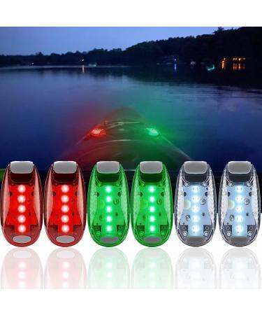 6pcs LED Navigation Lights for Boats Kayak - Safety Light with 3 Flashing Modes - Easy Clip-On Kit for Boat Bow, Stern, Mast, Paddles - Kayaking Accessories for Yacht, Bike Tail - Red Green White - Buy Online on GoSupps.com