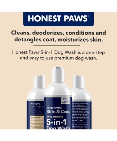 Honest Paws 5-in-1 Dog Shampoo & Conditioner - 16 Ounce | Reduces Itch, Hydrates Dry Skin, Decreases Odor and Allergies - Buy Online on GoSupps.com