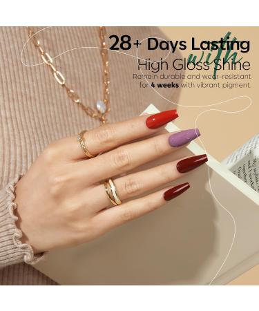 Modelones 28 Colors Gel Nail Kit with 48W Nail Lamp - DIY Home Nail Curing Set for Women in Orange Red - Buy Online on GoSupps.com