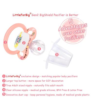 Shop LittleForBig Large Shield Pacifier Generation II - Adult Size Astro Babies Pink Bunny Pattern | Premium International Shipping Available - Buy Online on GoSupps.com