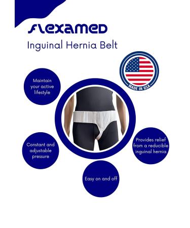 FlexaMed Left Inguinal Groin Hernia Truss with Compression Pad - Medium, White - Buy Online on GoSupps.com