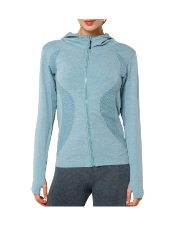 Yvette Women's Running Jacket Sports Jacket Long Sleeve Training Jacket Sweat Jacket For Yoga Fitness Running L Blue