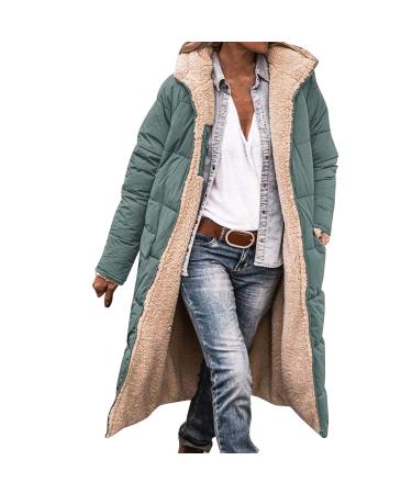 Hanxiulin coat plush jacket hoodie jacket oversize winter coat ladies sweater fleece sweater sweater down jacket cardigan fleet fleece bladder fleece jacket with hooded plush jacket mint green s