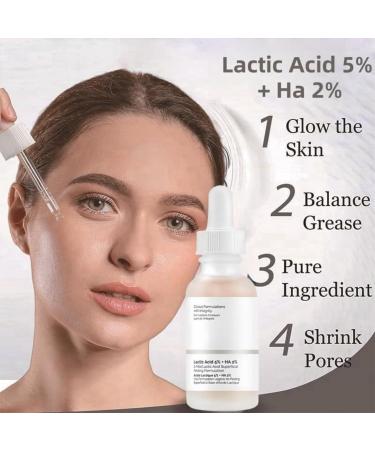 Lactic Acid 5% + Ha 2% Lactic Acid 5% Serum Hyaluronic Acid Serum for Face Lactic Acid Pore Minimizer Serum Face Serum for Women Hydrating Serum Skin Lightening Cream for All Skin Types - Buy Online on GoSupps.com