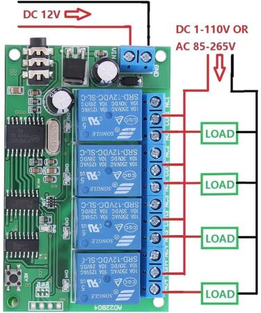 Decoder Relay Module AD22B04 - 12V 4 Channel DTMF Tone Phone Remote Controller | International Shipping Available - Buy Online on GoSupps.com