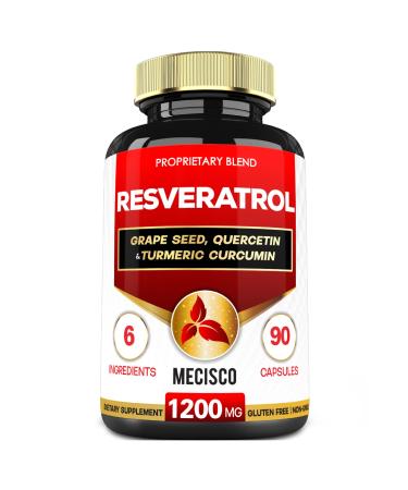 Trans Resveratrol Supplement with Grape Seed Milk Thistle and More - Resveratrol - 6 Herbal Supports for Immune System Heart Health Body Management - 90 Capsules 90 Count (Pack of 1)