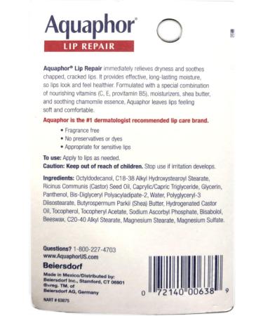 Aquaphor Lip Repair Tube 0.35oz | 6 Pack - Beiersdorf Inc | International Shipping Available - Buy Online on GoSupps.com