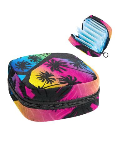 GIAPB Period Bag Sanitary Napkin Storage Bag Period Pouch Travel Makeup Bag Abstract Colorful Geometry Color93