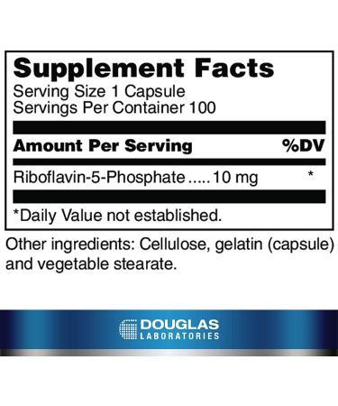 Douglas Laboratories Riboflavin-5-Phosphate 10 mg - Supports Energy, Cellular Respiration, Eyesight, Skin - 100 Capsules - Buy Online on GoSupps.com