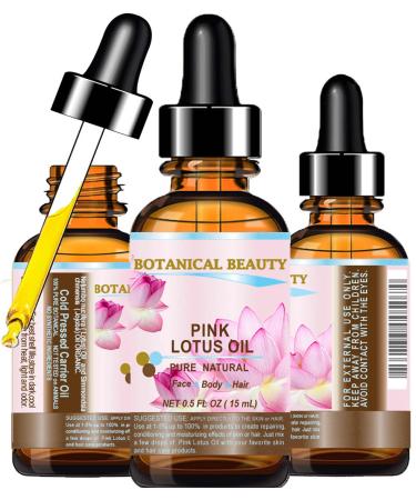 PINK LOTUS OIL Pure Natural 0.5 fl oz - 15ml. for Face Skin Hair Anti Aging Face Oil rich in natural source of Vitamin C by Botanical beauty