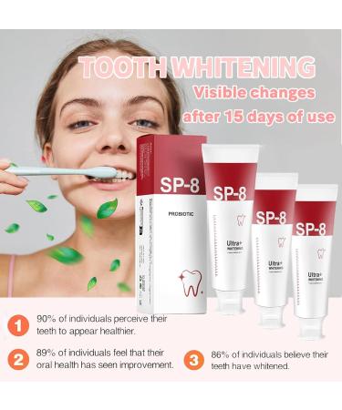 SP-8 Ultra Whitening Toothpaste - Probiotic Brightening & Deep Cleaning Care (3 Packs + 3 Brushes) - Shop Internationally - Buy Online on GoSupps.com