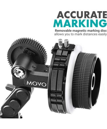 Movo F2X Precision Follow Focus System with Hard Stops + Adjustable Gear Rings (65mm, 75mm, 85mm) - Buy Online on GoSupps.com