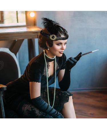 WLLHYF 1920s Headbands for Women Black Feather Hairband Rhinestone Crystal Flapper Headpiece 20s Vintage Beaded Leaf Hairband Hair Valentines Accessory for Girls Costume Party (Black Crystal) - Buy Online on GoSupps.com