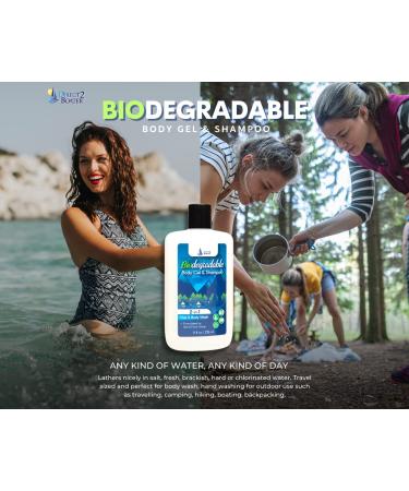 Organic Biodegradable Shampoo & Body Wash Bundle - 8 oz Bottles for Fresh & Salt Water - No Dyes or Fragrances - Travel Size - Buy Online on GoSupps.com