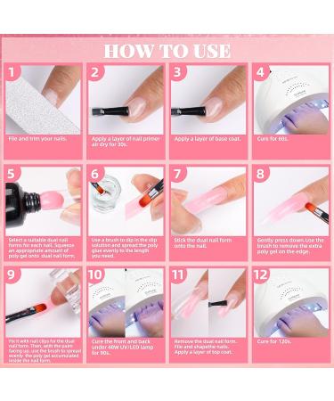 Morovan Poly Gel Nail Kit - 6 Colors Poly Extension Set with Top and Base Coat | French Nail Art Equipment for Starter and Professional Builder - Buy Online on GoSupps.com