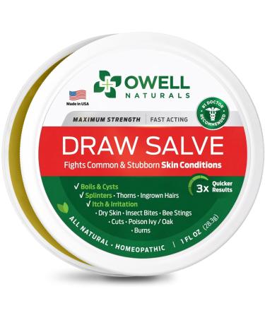 OWELL NATURALS Drawing Salve Ointment 1oz ingrown Hair Boil Splinter Remover Bug Spider Bites bee Sting Mosquito bite Itch Poison Ivy