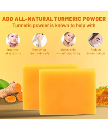 2 Pack Turmeric Soap Bar & Exfoliating Pads - Cleanse & Moisturize Acne Scars | Vitamin B5 & Lemon Infused - Buy Online on GoSupps.com