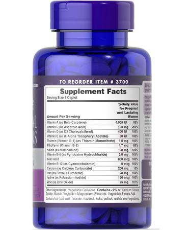 Puritan's Pride Prenatal Vitamins - 100 Caplets | Essential Pregnancy Nutrition - Buy Online on GoSupps.com