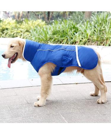 Reflective Waterproof Dog Winter Jacket with Thicken Fleece Lining - Blue - Medium - Buy Online on GoSupps.com