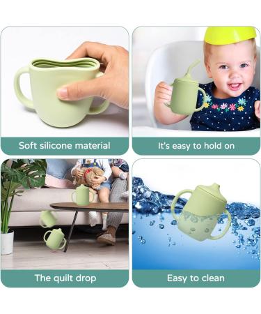 Silikong Silicone No Spill Straw Cups for Toddlers and Babies - 2 Pack (Green/Gray) | Dishwasher & Microwave Safe - Buy Online on GoSupps.com