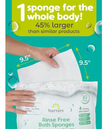 Rinse Free Sponge Bath Wipes 90-Pack | Extra Large No Rinse Body Wipes | Disposable On-The-Go Cleaning Cloths | for Kids Adults Elder Care Gym Travel | 3x30 Count Packs - Buy Online on GoSupps.com