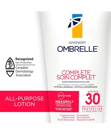 Garnier Ombrelle Complete Sunscreen Lotion SPF 30 For Body and Face High Broad Spectrum Advanced UVA/UVB Protection Non-Greasy Water Resistant Quick Absorption Non-Comedogenic 90ml - Buy Online on GoSupps.com