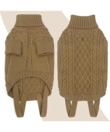 Shop Warm Winter Dog Sweater for Big Dogs - Christmas Fleece Clothing | Khaki Camel XS (Back 23cm Breast 32cm) - Buy Online on GoSupps.com