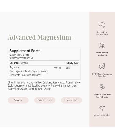 JSHealth Vitamins Advanced Magnesium Supplements with Magnesium Glycinate & Citrate for Muscle Relaxation (60 Tablets) 60 Count (Pack of 1) - Buy Online on GoSupps.com