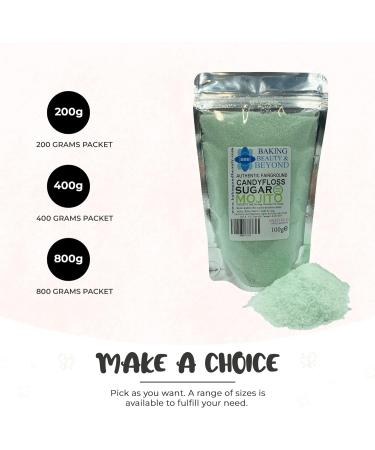 Baking Beauty and Beyond Premium Floss Sugar for Cotton Candy - Cotton Candy Flossing Sugar with Natural Ingredients Perfect for Every Occasion Bulk Floss Sugar 800g - Mojito Flavour - Buy Online on GoSupps.com