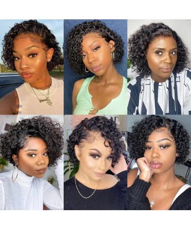 West Kiss Short Curly Human Hair Pixie Cut Wig for Black Women | 13x1 Short Lace Front Bob Wig with Baby Hair | Pre Plucked 6 Inch Curly13x1 - Buy Online on GoSupps.com