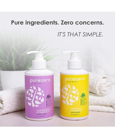 Purezero Lavender & Vitamin E Hand Soap Soothing & Hydrating Paraben-Free & Vegan Liquid Hand Wash for Bathroom or Kitchen USA-Made Cruelty-Free 10 ounces (3 Pack) 1 Count (Pack of 3) - Buy Online on GoSupps.com