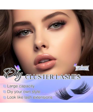LZM Natural Look Individual Lashes | 8-14mm Mixed DIY C Curl False Lashes | Thin Band Wispy Cluster & Soft Cat Eye Lashes - Luckies 12mm - Buy Online on GoSupps.com