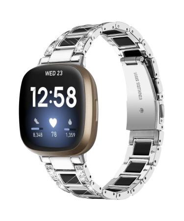 Bryce bracelet for Fitbit Sense 2 bracelet stainless steel-strass bracelet-resin replacement tapes compatible for Versa 4/Sense 2 Smart Watch (one)