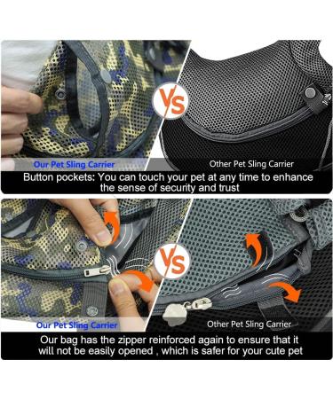 Cuby Camouflage Pet Sling Carrier for Small Dogs - Hands-Free Adjustable Mesh Bag for Travel & Outdoor | Safe Puppy Carrier with Front Pocket - Buy Online on GoSupps.com