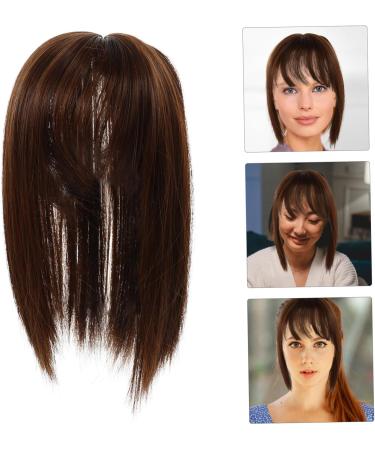 FRCOLOR Piece Invisible Wig Work Party Synthetic Hair Stylish Wigs Hair Extensions for Short Hair Human Hair Toppers for Women Air Bangs Reissue Block Miss Chemical Fiber 25.00X14.00X13.00CM Light Brown - Buy Online on GoSupps.com