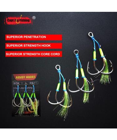 Capt Jay Fishing Assist Hooks - 3 pcs 5/0 Glow Green Jigging Hooks for Slow & Fast Jigs - Buy Online on GoSupps.com