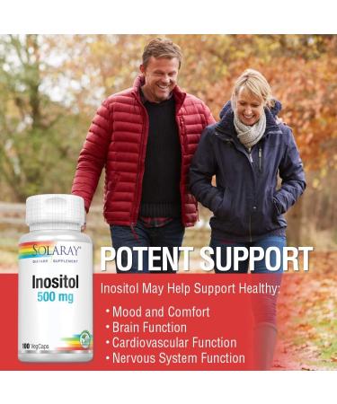 SOLARAY Inositol 500mg Capsules - Supports Brain, Cardiovascular & Nervous System Function | Promotes Healthy Mood | Non-GMO Vegan | 100 VegCaps - Buy Online on GoSupps.com