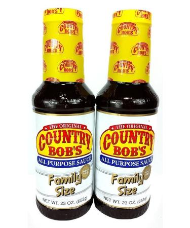 Country Bob's All Purpose Sauce Family Size - All Natural Condiment Sauce for Dipping, Marinating, BBQ Sauce, Steak Sauce - All Purpose Seasoning for Beef, Pork, Chicken, Fish, and Stir Fry Vegetables -23oz (Pack of 2) 23