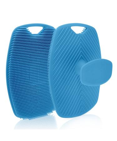 Soft Silicone Body Scrubber for men, Premium Silicone Scrubber for Nourishing Cleaning & Exfoliating Your Skin Lather Boosting Bristles with Ergonomic No-Slip Handle, Long-Lasting & Easy to Clean(1pc) Blue-1pc