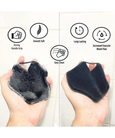 Silicone Body Scrubber & Storage Hook - Gentle Exfoliating Shower Brush for All Skin Types - Reusable Bath Brush in Black - Buy Online on GoSupps.com