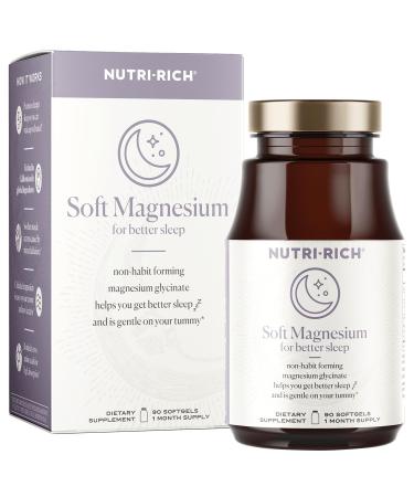 Nutri-Rich Magnesium Glycinate Chelate Magnesium 400mg for Better Sleep MCT Oil High Potency Easy Absorption Muscle Heart Health Relaxation Gluten Free No Soy No Artificial Additives