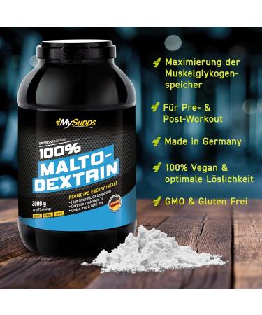 MySupps 100% Maltodextrin - High-Quality Hydrolized Carbohydrates for Athletes | GMO-Free Pre & Post Workout Shake | 3KG Powder Made in Germany - Buy Online on GoSupps.com