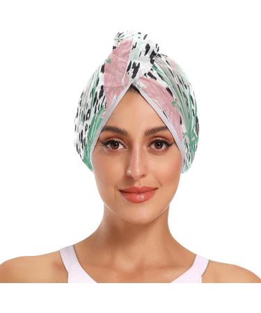 Tropical Leaves Dry Hair Cap & Quick-Drying Towel Set | Super Absorbent Soft & Comfortable - 2 Piece with Button Headband | International Shipping Available - Buy Online on GoSupps.com