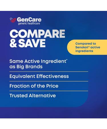 GenCare Senna Laxative 300 Tablets Senna 8.6mg Tablets with Natural Sennosides | Laxatives for Constipation Bloating Gas & Irregularity Relief. Safe & Effective | Generic for Senokot 300 Count (Pack of 1) - Buy Online on GoSupps.com