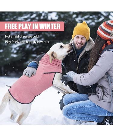 Lianzimau Pink Fleece Dog Sweater - Warm Winter Coat for Big & Medium Dogs | XXL Dog Jacket for Cold Weather - Buy Online on GoSupps.com