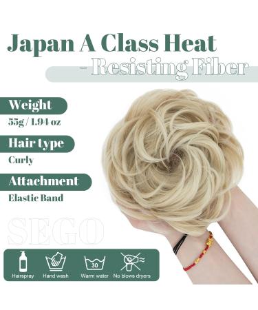 Sego 55g Hair Part with Rubber Band - Medium Blonde & Blonde Hair Ties for Messy Buns - Perfect Hair Extensions & Updos for Girls - Buy Online on GoSupps.com