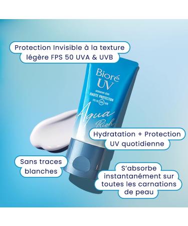 Biore Aqua Rich UV SPF50 - High Daily UV Protection & Hydration - Face Sunscreen - Hyaluronic Acid - Non-greasy and invisible texture - All skin types and complexions - Buy Online on GoSupps.com