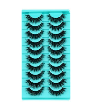 Clear band eyelash russian volume fluffy strip lashes 10 pair of naturally wispy d curly false eyelashes look like extensions ... (htz3)