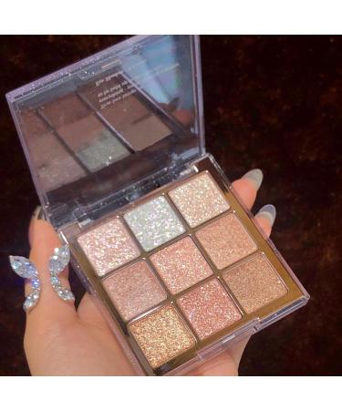 Pink Brown Violet Sparkly Eyeshadow Makeup Palette Natural Hypoallergenic Glitter Eyeshadow Palette Highly Pigmented Shimmer Eye Shadow Palette Long Lasting Waterproof Blendable (2#)